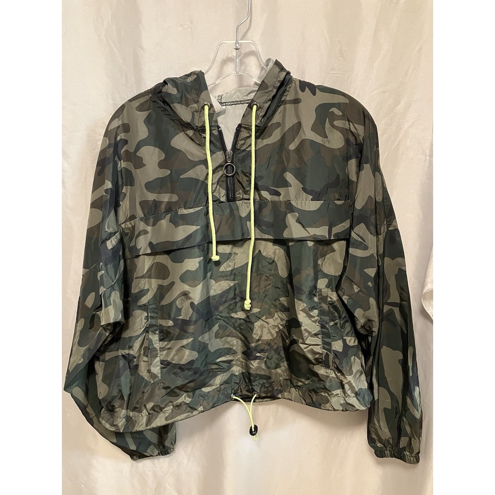 No Boundaries Hooded Windbreaker Jacket Green Kids‎ Large (11-13) Camouflage